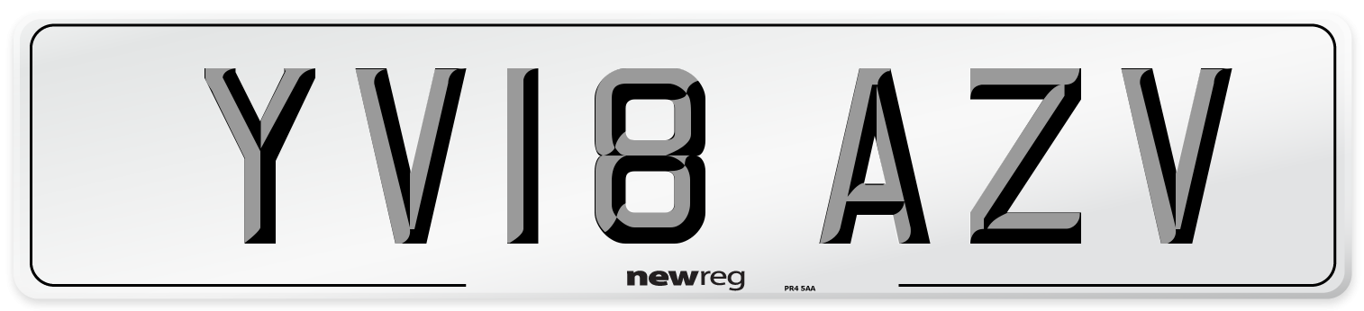 YV18 AZV Number Plate from New Reg